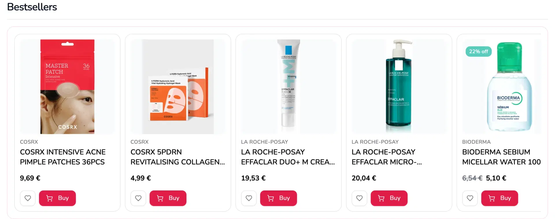 Sana bestseller product cards built on the Enter21 platform